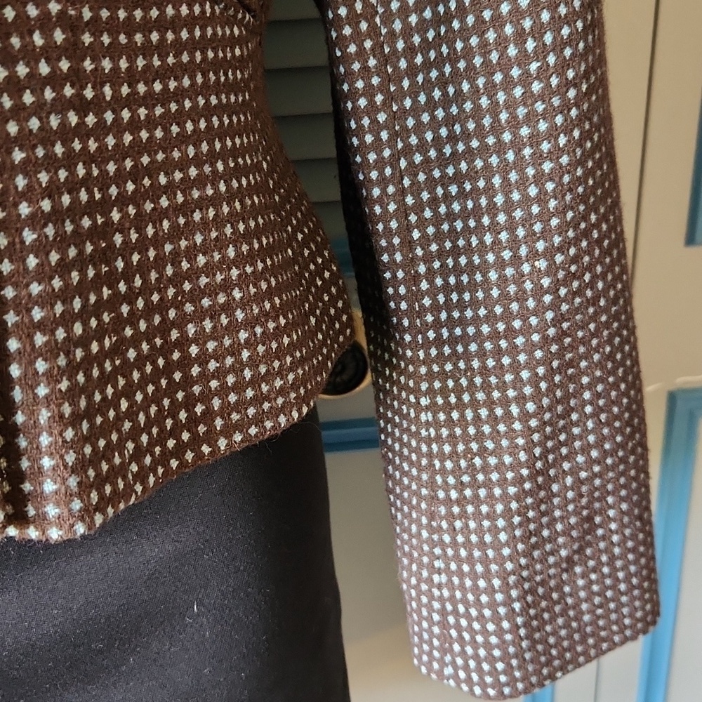 Vintage Liz Claiborne Brown Textured Double-Breasted Blazer - Picture 8 of 15
